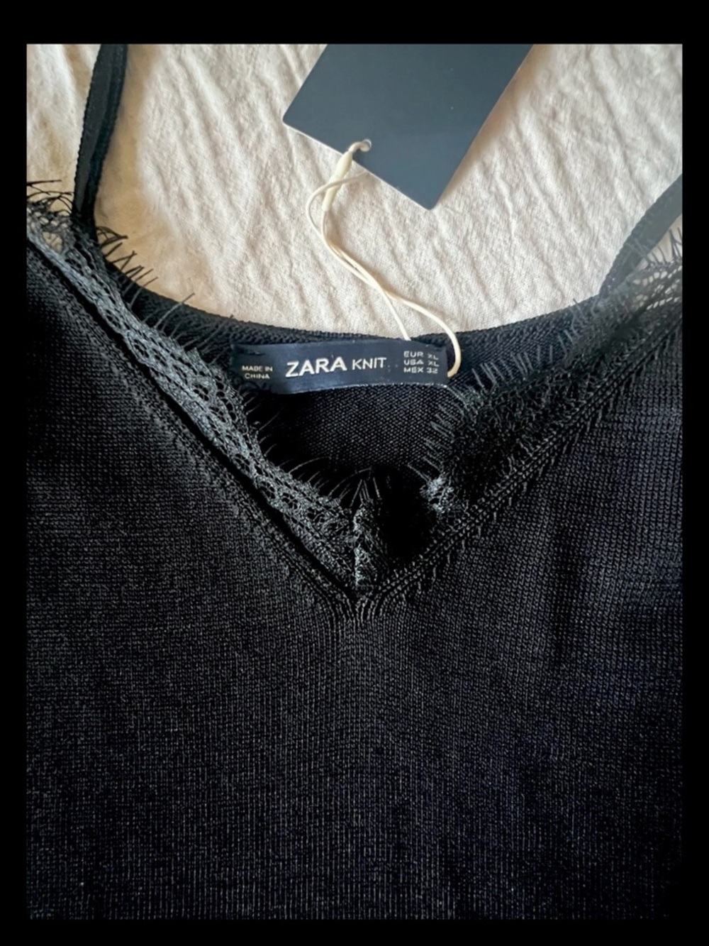 Zara Black Lace-Trim Knit Cami Maxi Dress - Picture 10 of 15